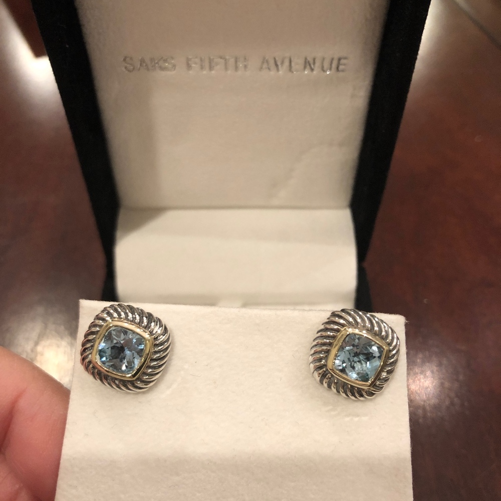 David Yurman Albion Earrings. Aquamarine
